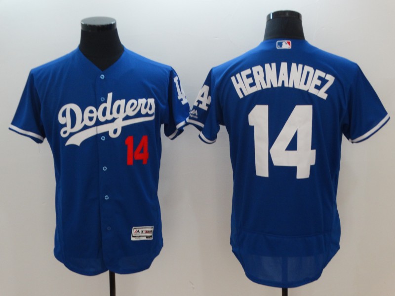 Men Los Angeles Dodgers #14 Hernandez Blue Elite MLB Jerseys